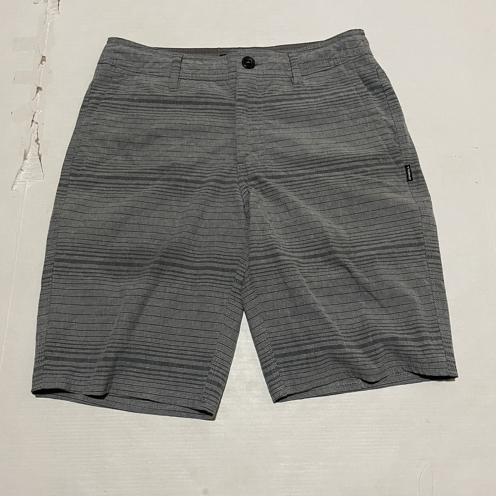 O'Neill Hybrid Mens Board Shorts Size 28 X 10 Gray Striped Swimming‎ Trunks